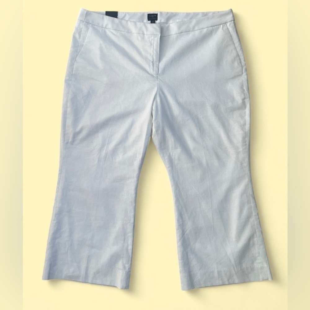 J.Crew Linen-Blend Kelsey Flare Pant White Size 22 Summer Beach Preppy